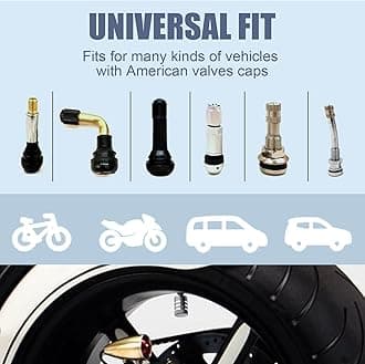 DECURCAR Tire Valve Stem Cap Cover - (5 Pack) Tire Air Cap Metal with Plastic Liner Corrosion Resistant Leak-Proof American Flag for Car Truck Motorcycle Bike Grey