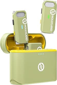 Hollyland Lark M1 Wireless Lavalier Microphone with Noise Cancellation, 656ft Transmission, 8H Battery Life, Compact Wireless Lapel Mic for DSLR Cameras, iPhone, Android, Live Streaming-Light Green