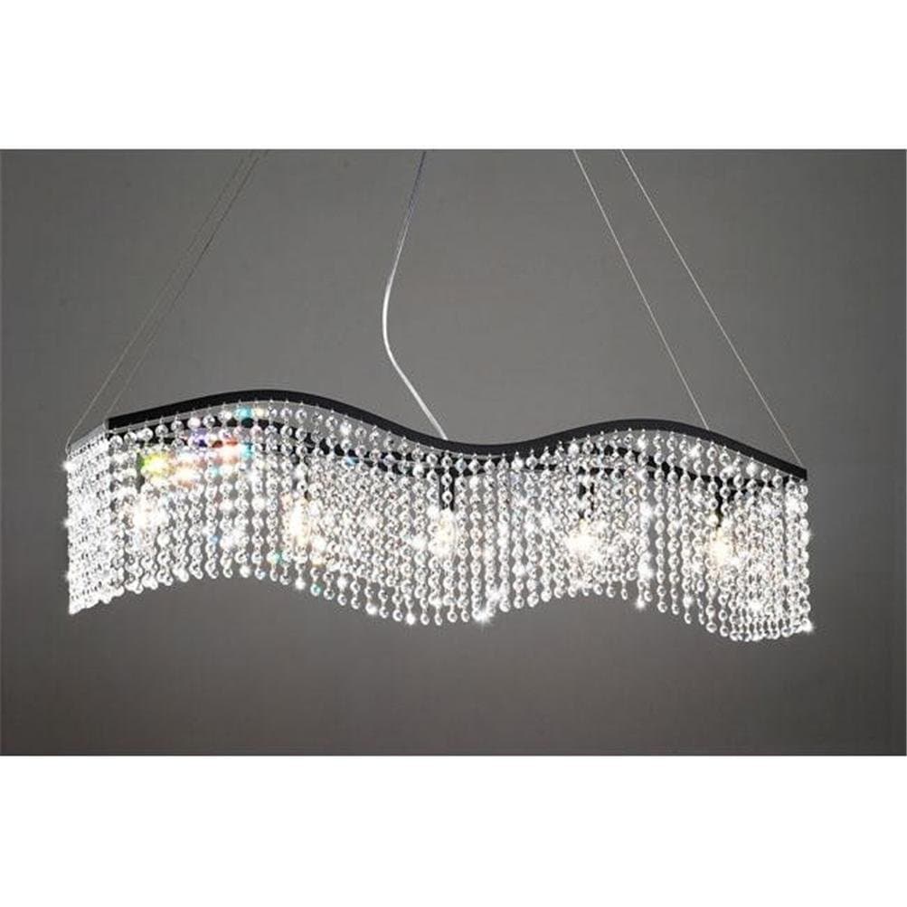 Modern Linear Rectangular Island Dining Room Crystal Chandelier