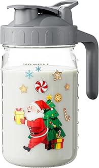 32 oz Christmas Glass Breast Milk Pitcher with Grey Lid, Christmas Decorations for Home, 2025 New Year Gift
