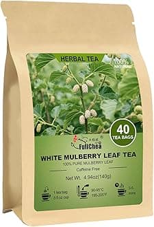 White Mulberry Leaf Tea, 40 Teabags – 100% Pure Dried Mulberry Tea – Slightly Sweet & Refreshing - Non-GMO - Caffeine-Free - Support Wellness & Improve Digestion