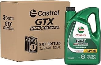 Castrol GTX High Mileage 5W-30 Synthetic Blend Motor Oil, 5 Quarts, Pack of 3