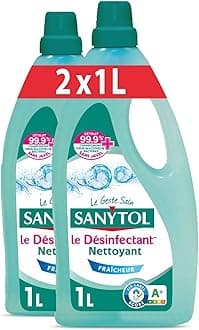 Multi-Purpose Floor and Surface Cleaner Disinfectant - Fresh Fragrance - 1 L - Pack of 2 - Bactericide, Virucide, Fungicide - Bleach Free, Air Label Score A+