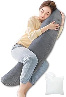 Body Pillow, Sleeping Pillow, For Pregnancy, Nursing Cushion, For Pregnancy, Maternity Supplement, 7.1 oz (200 g), Easy Side Sleep, Microfiber, Washable, Pregnancy Gift, Crescent Shape, Gray, Plain
