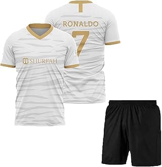 GenericRonaldo 7 Boys Official Home New Football Jersey Set with Shorts 2024 (Kid's, Boy's& Men)