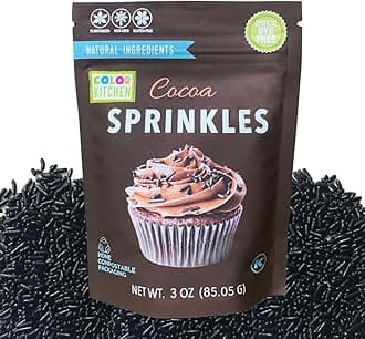 Color Kitchen Dark Cocoa Sprinkles Natural Ingredients Baking Cake Decorations, Ice Cream, Cookie, Artificial Dye-free, Plant-Based Colors, Gluten-Free, Non-GMO, No Hydrogenated Oils, Soy-Free, Kosher, 3 OZ