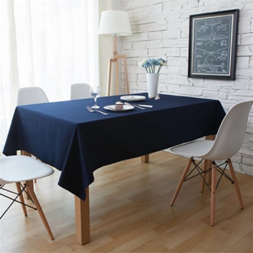 LD&P High quality canvas home tablecloth thickened rectangular coffee table cloth tablecloth blue kitchen tablecloth dinner party pick towel,blue,130*180cm