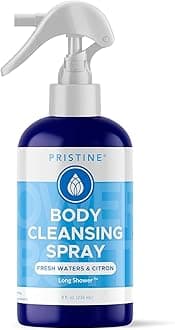 PRISTINE Rinse Free Waterless Body Cleansing Spray: Rinse Free Wash and Body Spray for Women and Men - a More Natural, Portable Shower and Wipes Alternative - Fresh Waters & Citron