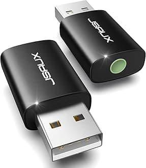 JSAUX 2 Pack USB to 3.5mm Jack Audio Adapter - External Stereo Sound Card for PS4, PS5, Headphones, Mac, Linux, Laptops, Desktops - Black