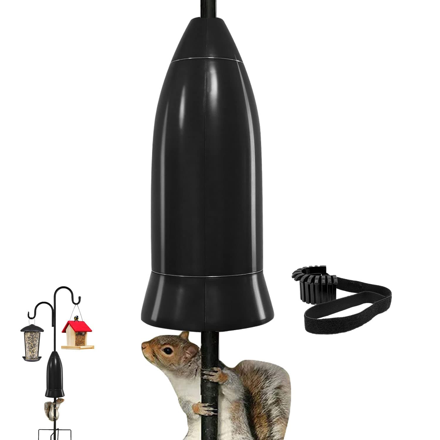 Squirrel Baffle for Bird Feeder Pole,Installation Without Removing The Pole,Wrap Around Poles Protect Bird Feeder,Suitable for Shepherd Hooks,Not for Deck Hook