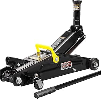 3 Ton(6,600 lb) Hydraulic Floor Jack - Heavy Duty Service Trolley Jack with Extra Saddle - Low Profile Design for SUVs & Extended Height Trucks - Black, AT83006B