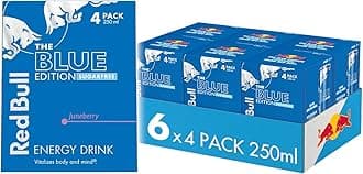 Red Bull Blue Edition Sugarfree Juneberry Energy Drink 250ml 4 Pack (Pack of 6)