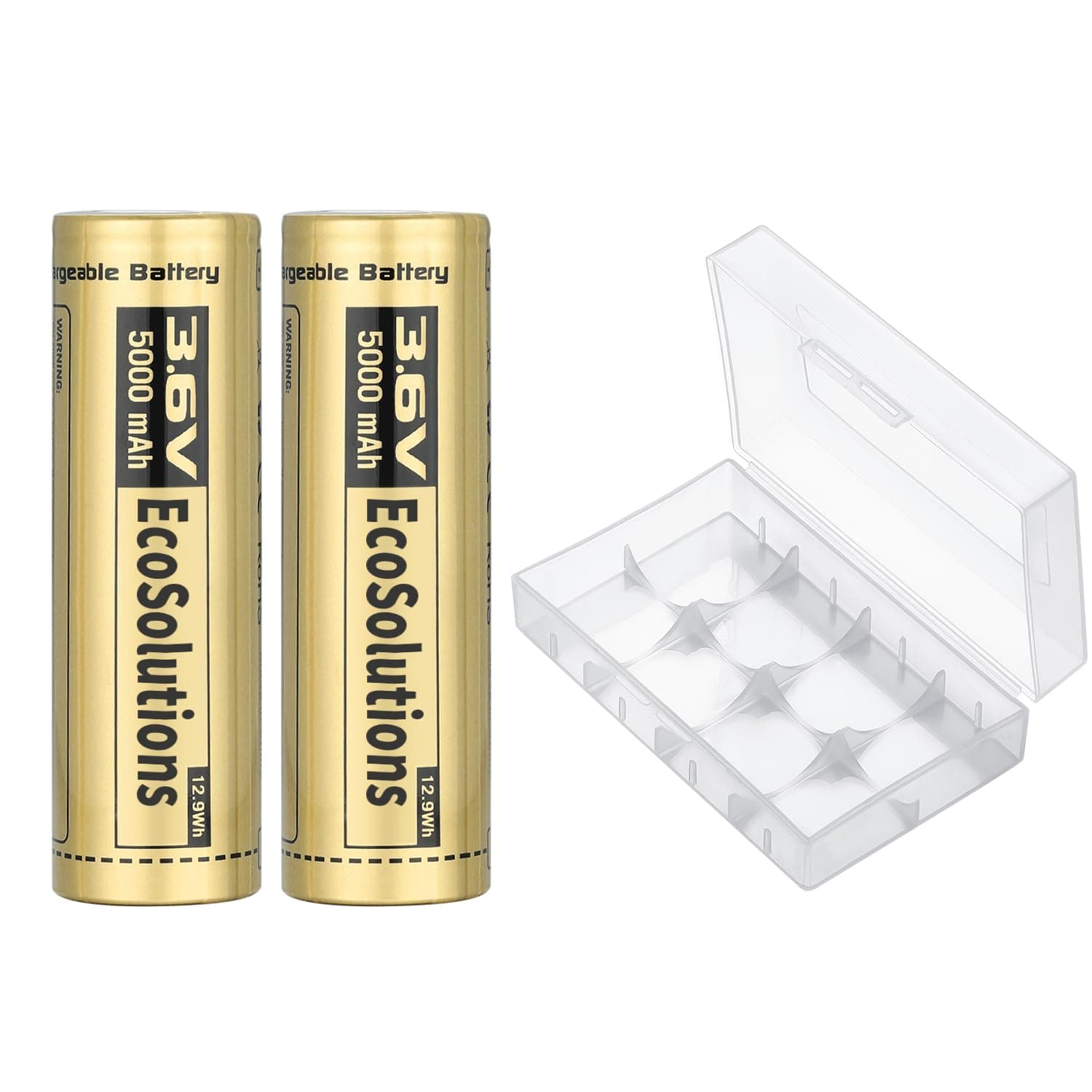 EcoSolutions 217 OO Rechargeable Battery Case Set, 2pack 5000mah Large Capacity 3.6Volt 217 OO Flat Top Batteries for flashlights ect.