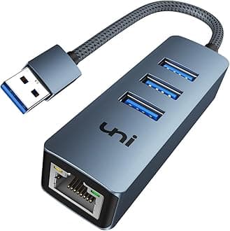 uni USB 3.0 to Ethernet Adapter Gigabit, High-Speed USB Hub with Ethernet, Sturdy Aluminum 4-in-1 USB-A to LAN Network RJ45 Port, Compatible with iMac, PC, Chromebook Laptops - Midnight Blue