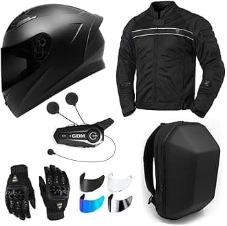 Motorcycle Protective Gear Bundle (Premium Connect) - Helmet, Jacket, Gloves, Shields, Backpack, Bluetooth Intercom