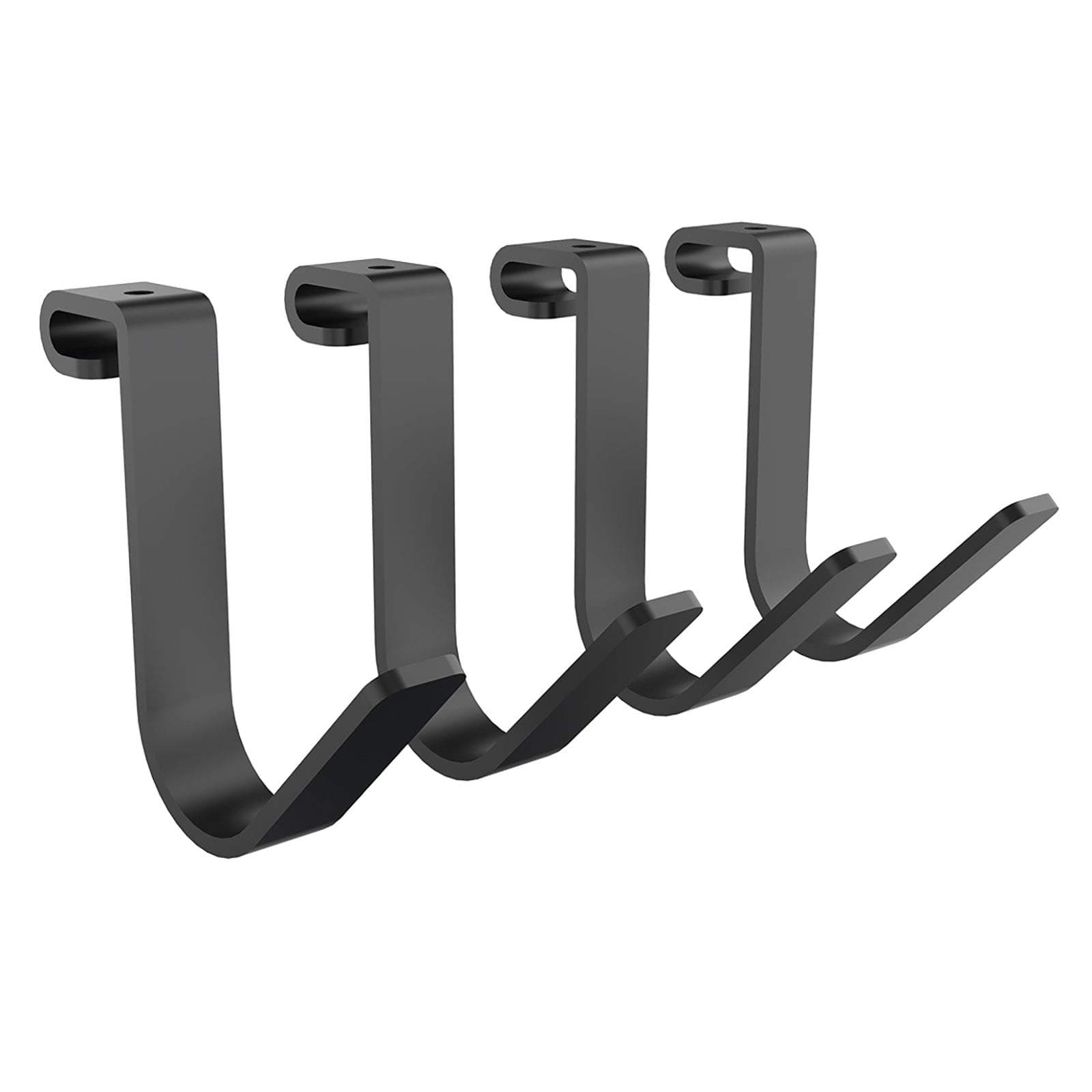 FleximountsAdd-On Storage Hook Accessory for Ceiling Rack and Wall Shelving, 4-Pack (Rail Hook x 4, Black)