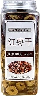 Dried Red Dates, Pitted Red Jujube Slices 5.3oz/150g, Chinese Red Dates, Dried Fruit No Sugar Added, No Addition, Scented Tea 优质红枣干 无硫枣片