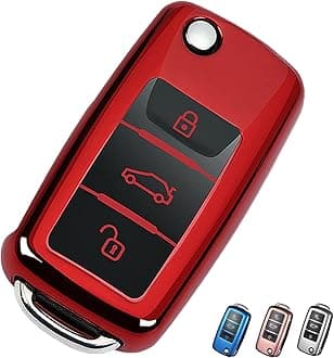 for VW Volkswagen Key Fob Cover, Premium Soft TPU Full Protection Key Fob Case for VW Jetta Golf Polo MK6 Passat Tiguan Beetle Key Cover (red)