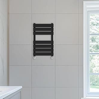 NRG Contemporary Flat Panel Bathroom Heated Towel Rail Radiator Rad Warmer - 650 x 400 Black