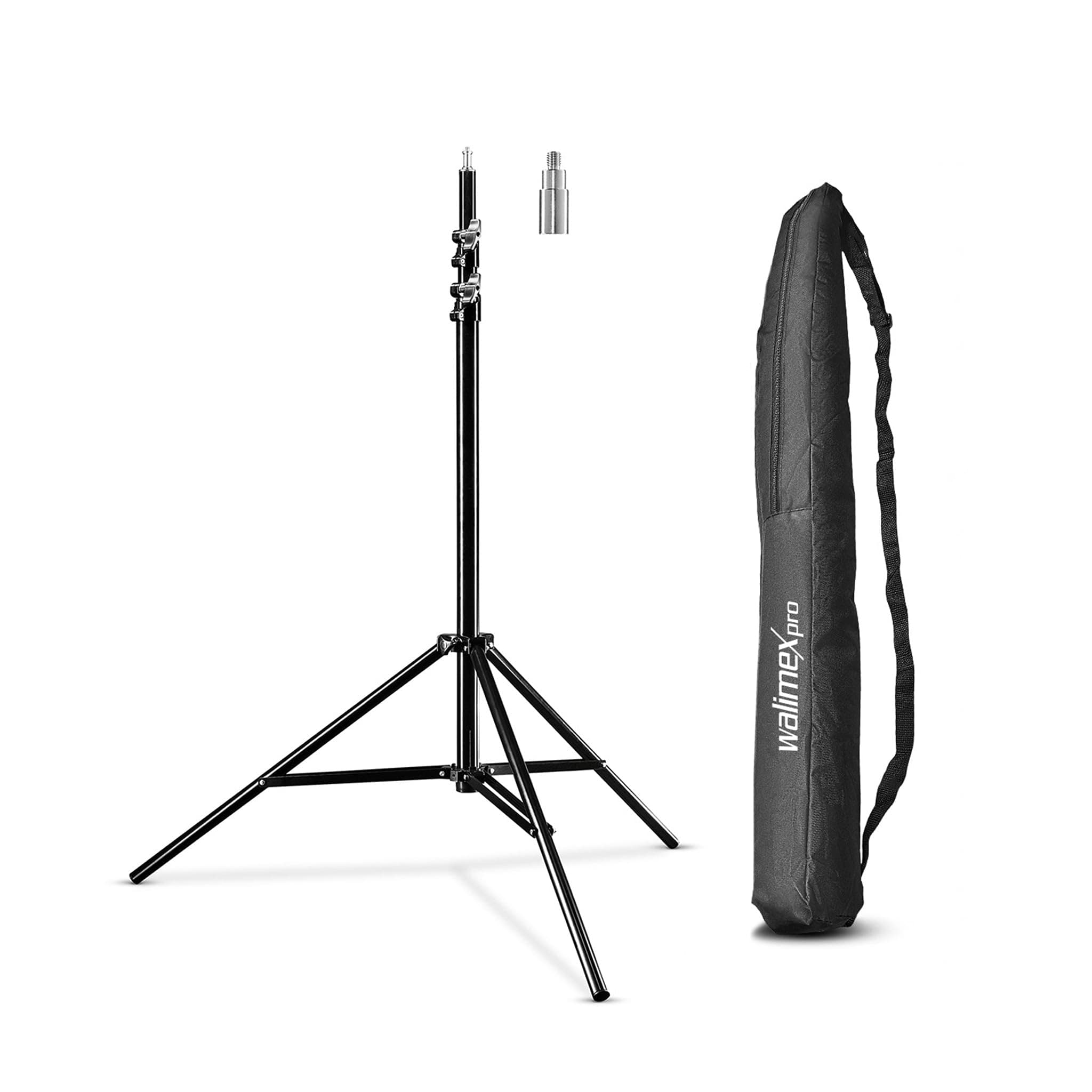 Walimex Pro WT-806 Light Stand (with damping spring system, max. 256 cm, 6 kg Load Capacity, Adjustable, made of aluminium, for Studio Mobile Photography Softbox Reflector Boom) with carry bag