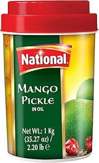 National Foods Mango Pickle 35.27 oz (1000g) Sour & Spicy Traditional South Asian Relish | Zesty & Tangy Aam Ka Achaar | Plastic Jar