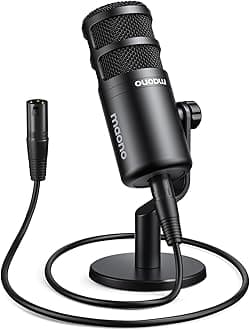 XLR Podcast Microphone, Cardioid Studio Dynamic Mic for Vocal Recording, Streaming, Voice-Over, Voice Isolation Technology, Metal Mic, Works for Audio Interface, Mixer, Sound Card-PD100