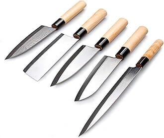 LIUZHANGYU Waterboss Sushi & Sashimi Chef’s Knives,Set of 5 Japanese Sushi Chef Knives - Sashimi-Santoku-Nakiri-Deba Knife,Ultra High Carbon Steel Blades