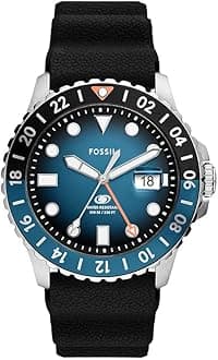 Blue Men's Dive-Inspired Sports Watch with Stainless Steel, Silicone, or Leather Band
