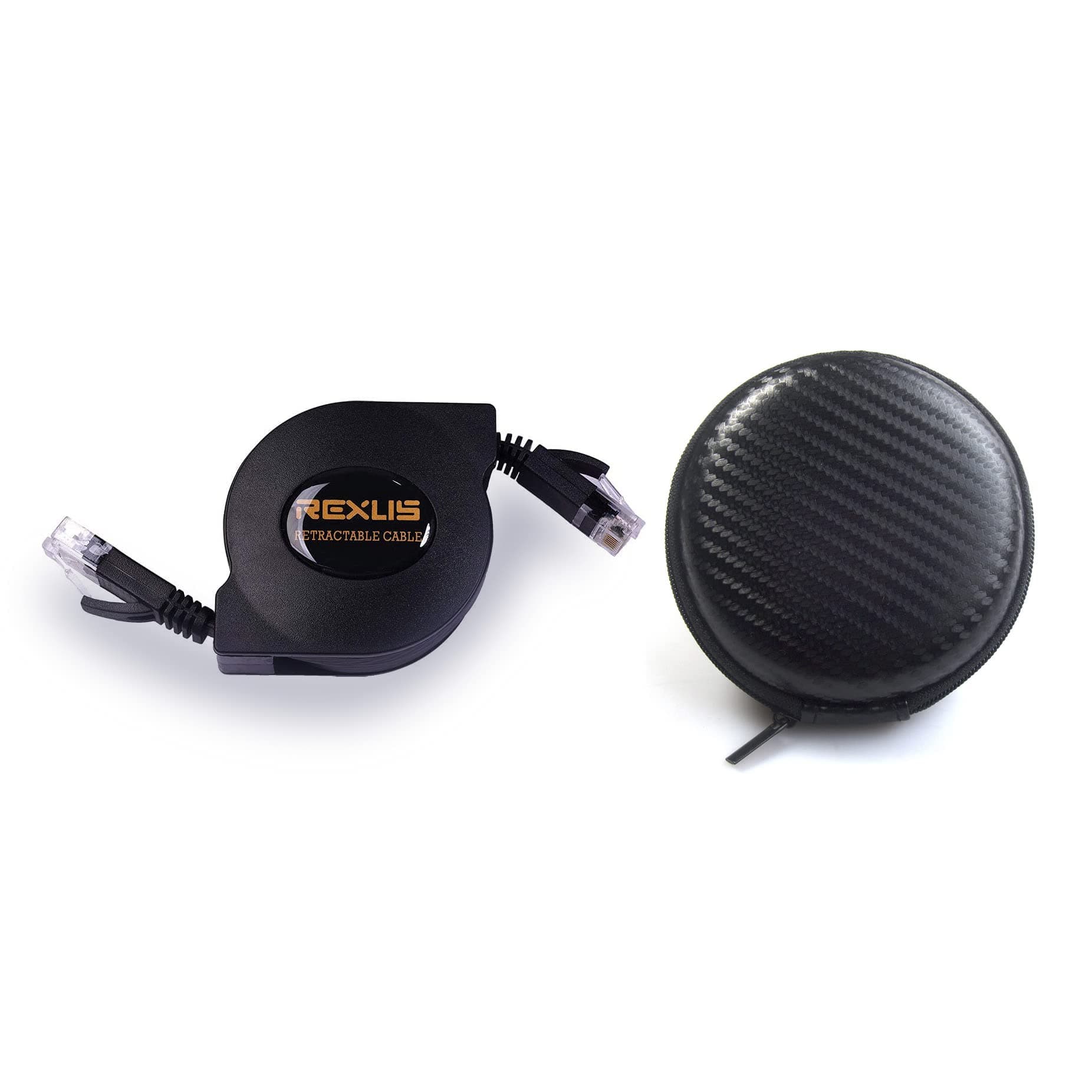 REXUS Retractable Cat 6 Flat Ethernet Network Cable 6.6 FT with Storage Box, 10 Gigabit High Speed LAN Wires Internet Patch Cable with RJ45 Connector for Xbox,PS4,Router, Modem(C6R20S)