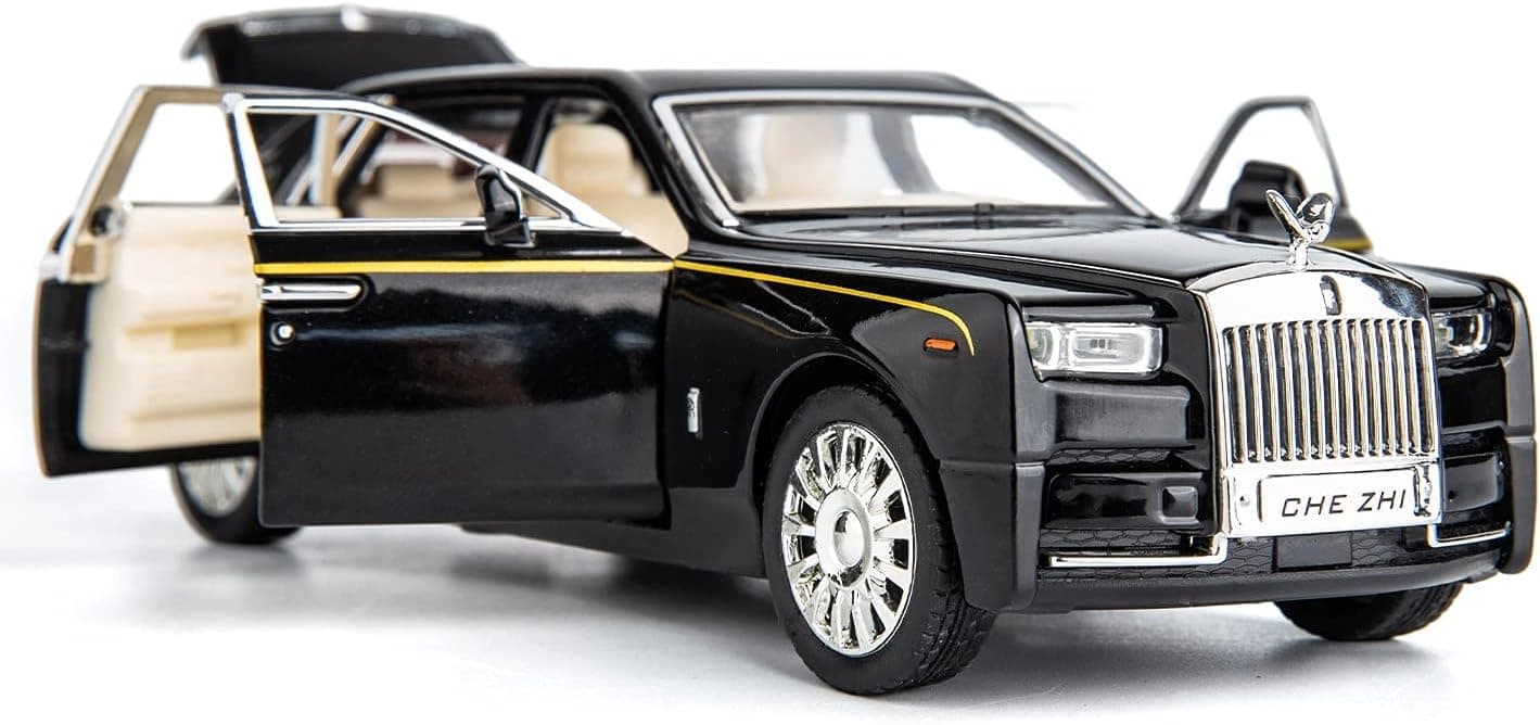 Sky Tech® Rolls Royce Phantom Model Car 1:32 Scale Exclusive Alloy Metal Car Pull Back Die-cast Car Toy car with Openable Doors & Light Music Boys Toys for Kids (Phantom 1:32)【Colors as Per Stock】
