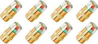 8PCS Car Tire Pressure Monitor Valve Stem Caps, 3 Colors Alarm Tire Indicator Valve Stem Leak Monitor, 2.4Bar 36PSI Tire Pressure Caps for Car Truck Bicycle Motorcycle (Golden)