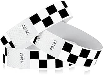 WristCo Black Checkered/Checks 3/4" Tyvek Wristbands - 500 Pack Paper Wristbands for Events