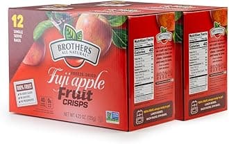 Brothers All Natural Freeze Dried Fruit Crisps, Fuji Apple, 0.35 Oz (Pack of 24), Made with 100% Fruit, Gluten Free, Soy Free, Vegan, Healthy Snack, Lunch Box Ready | Packaging May Vary
