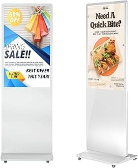 MWE 37 Inch Digital Signage Displays, LCD Screen Advertising Kiosk with Custom Service, Indoor Floor Standing Commercial Totem, Android System Vertical Poster with Auto Media Player-White
