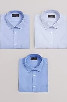 Marks & Spencer Mens Cotton Blend Regular Fit Easy Iron Short Sleeves Shirt (Pack of 3)