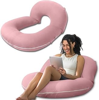 INSEN Reading Pillow, Back Pillow for Sitting in Bed for Reading, Nurse & Relax, Reading Pillow for Adults, Moms & Kids, Sit Up Pillow for Bed, Cooling Tencel, Pink