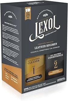 Leather Conditioner and Cleaner Kit by Lexol, Use on Furniture, Car Interiors, Shoes, Handbags, Includes 2 Application Sponges, Two-Step System, 16 oz Each