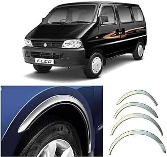 Empica Stainless Steel Wheel Arch Garnish Chrome Fender Lining Trim Moulding Strip Compatible with Maruti Suzuki Eeco (Set of 4,Silver)