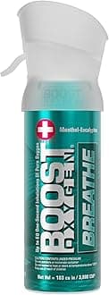 All New 3 Liter Boost Oxygen Supplemental Oxygen to Go | All-Natural Respiratory Support for Health, Wellness, Performance, Recovery and Altitude (Menthol-Eucalyptus, 1 Pack)