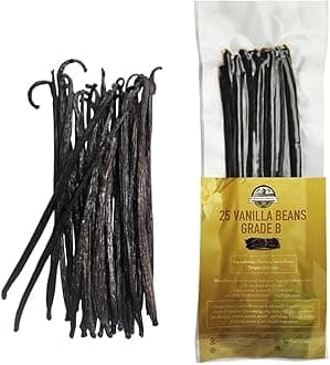 25 Vanilla Beans Grade B for Making Vanilla Extract, Vanilla Beans for Extract Grade 4-5 inches, Perfect for Homemade, baking and cooking. (25 Vanilla)