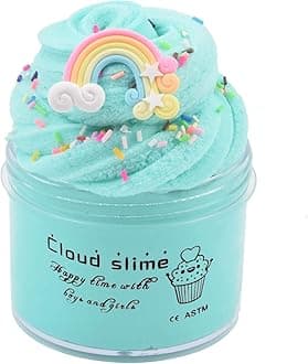 Rainbow Cloud Ocean Blue Premade Snow Slime 7OZ/200ML - Scented Silk Mud With Charm DIY Xmas Toys for Girls Boys Party Favors