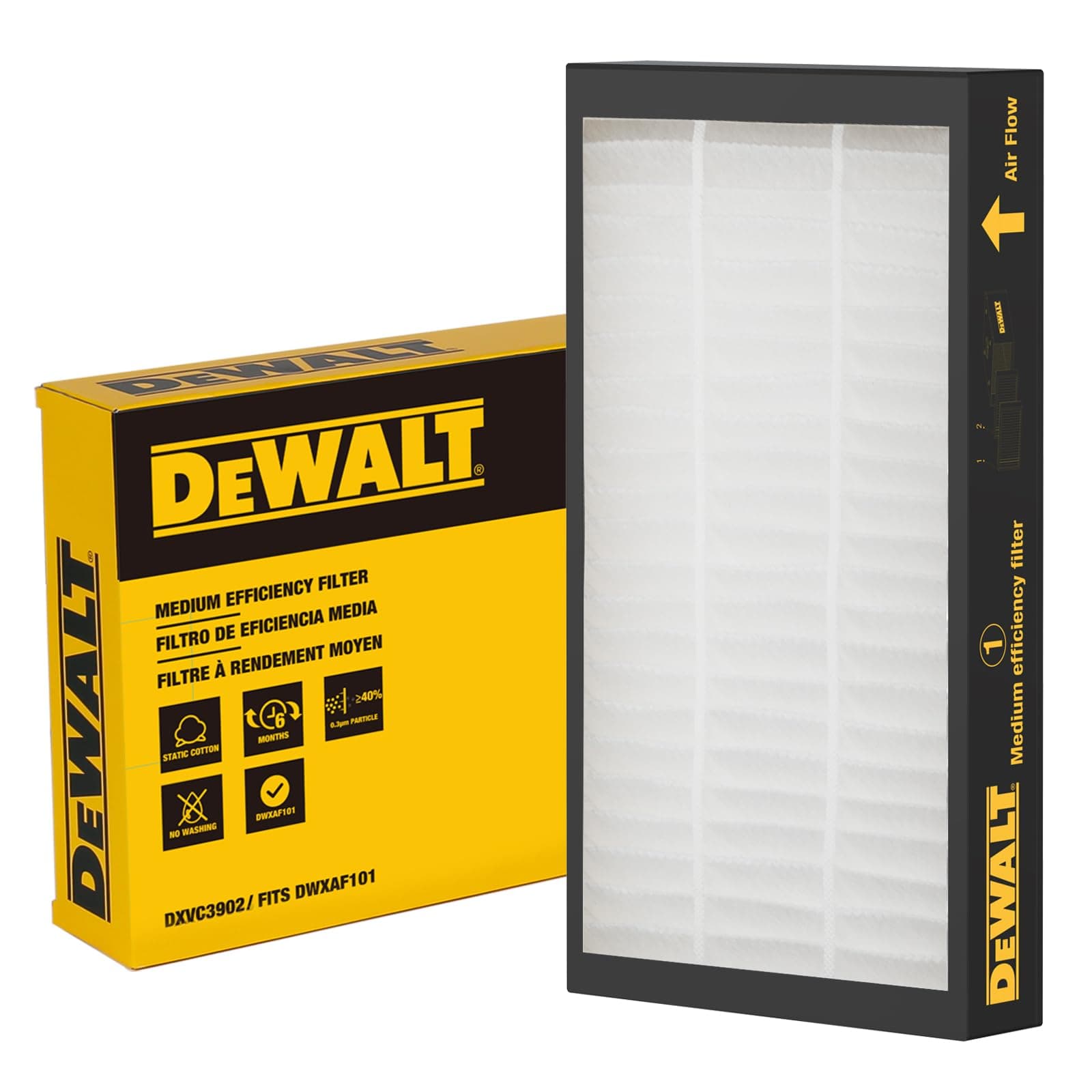 DeWALT DXVC3902 Air Filtration System Replacement Filter, Medium Efficiency Filter, Suitable for DeWALT DWXAF101 Air Filtration System Dust Collectors for Woodworking, 1 Pack