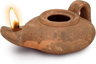 Herodian - Biblical Classic with Handle - Replica Ancient Clay Oil LAMP & Certificate of Authenticity Hanukkah-Judaica/Christian Gift - Handmade in The Holy Land