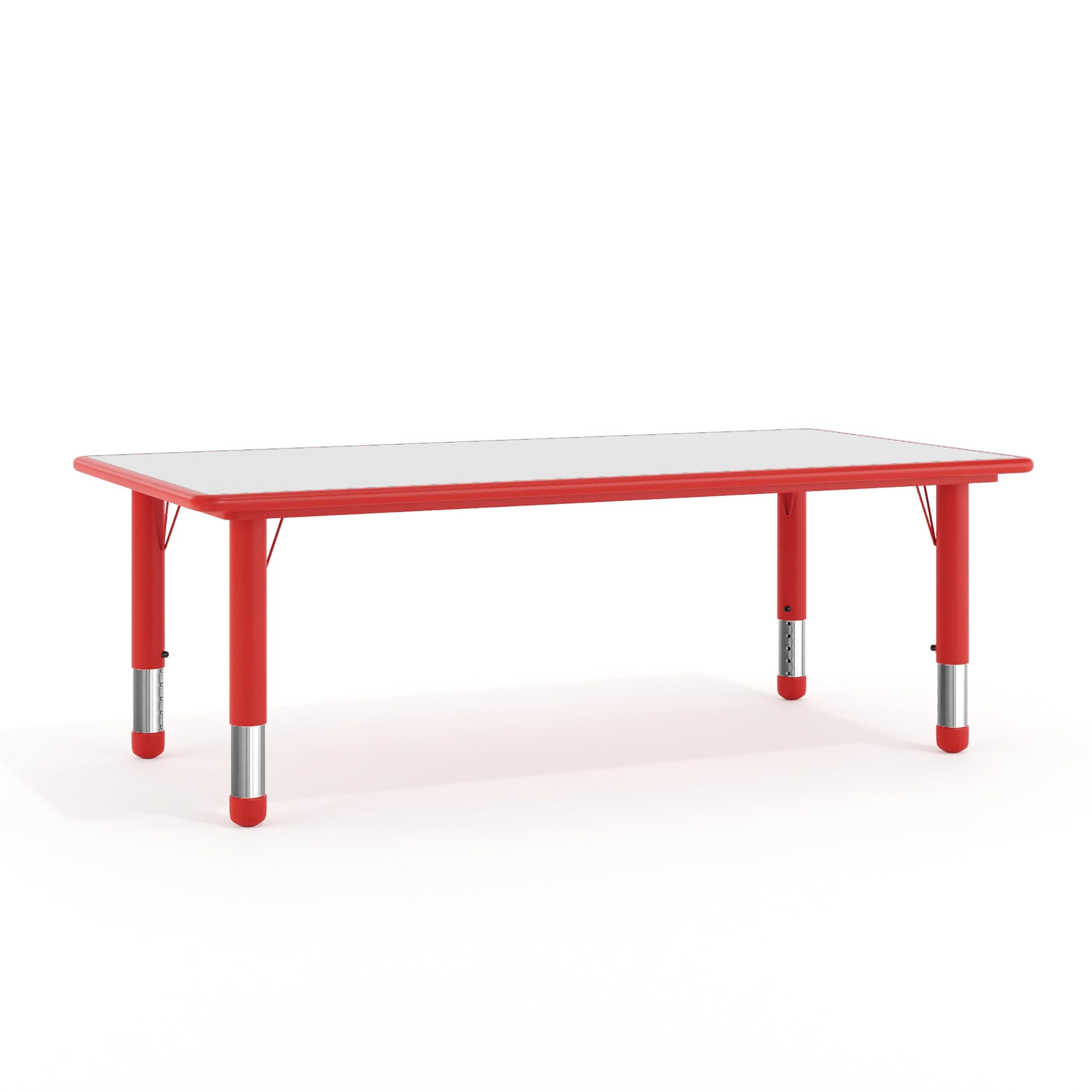 Flash Furniture Wren 23.625''W x 47.25''L Rectangular Red Plastic Height Adjustable Activity Table with Grey Top