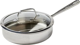 T-fal Pro Tri-Ply Stainless Steel Saute Pan with Lid 3 Quart Induction Compatible Oven Safe 500F, Lid 350F, Deep Frying Pan, Fast & Even Heat, Professional Quality, Durability, Dishwasher Safe, Silver