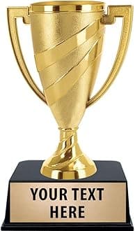Crown Awards Gold Cup Trophies with Custom Engraving, 5.75" Personalized Gold Swirl Cup Achievement Trophy On Black Base