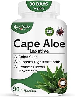 Cape Aloe Natural Laxative Supplement- Constipation Relief- Regulate Bowel - All-Natural Herbal Detox- Weight Management Supplement- Digestion Help Dietary Supplement- 90 Caps- Non-GMO