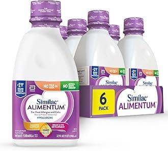 Alimentum With 2'-FL HMO Hypoallergenic Infant Formula, for Food Allergies and Colic Due to Protein Sensitivity, Ready-to-Feed Baby Formula, 32-fl-oz Bottle, Pack of 6