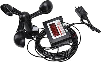 Wind Meter, Intelligent 3 Fan Blades Wind Anemometer Wind Speed Measuring Device Wind Speed Alarm Meter for Tower Crane Sailing Surfing