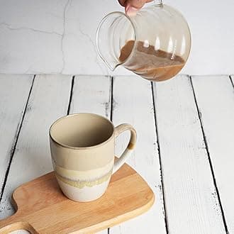 Bosmarlin Ceramic Coffee Mug Set of 4, 17 Oz, 5 Colors to Choose, Tea Cups, Dishwasher and Microwave Safe, Reactive Glaze (Brown Grey)